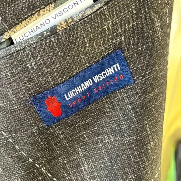 Luchiano Visconti Charcoal Geometric Design Travel Coat - Size 44R - Picture 3 of 7